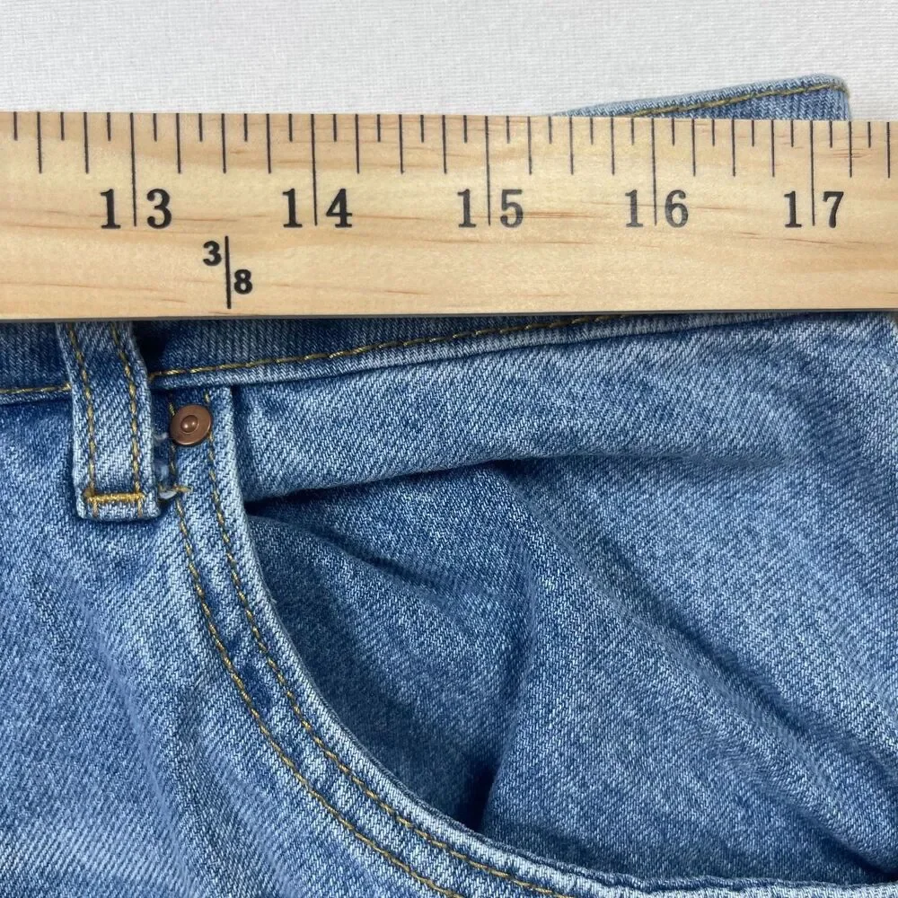 Cotton: ON Jeans Women 12 Blue Denim Cotton‎ Pockets High-Rise Long Straight Leg